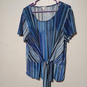 Est. 1946 brand ladies blue stripe Pullover top. Size XL.